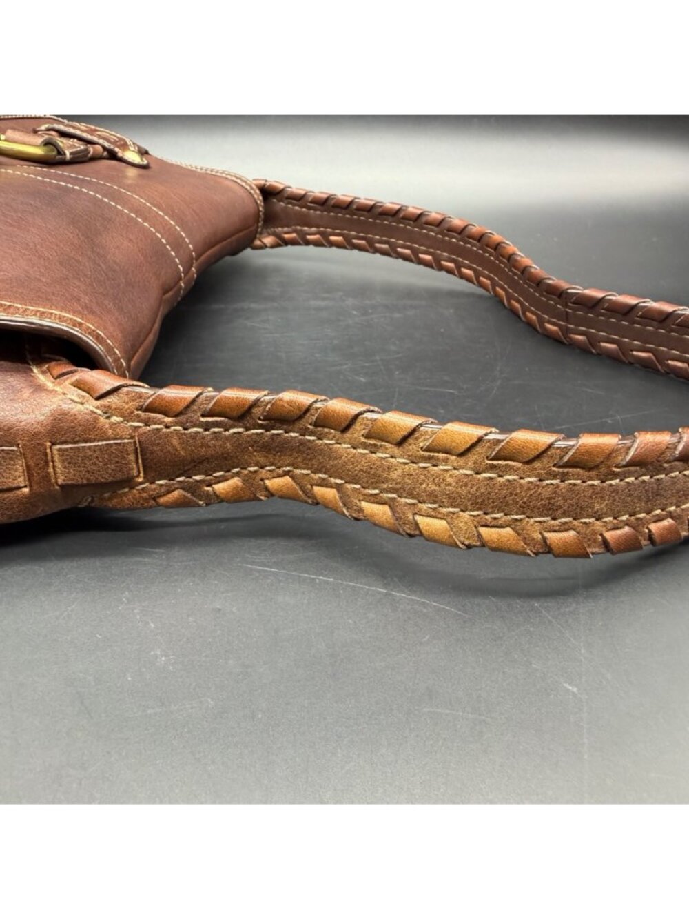 Vintage Y2K Coach Purse Ergo Belted Flap Brown Leather Horse Bit Shoulder Bag - Picture 13 of 16